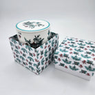 Singapore Toile soy wax candle with bone china holder and lid, toile design