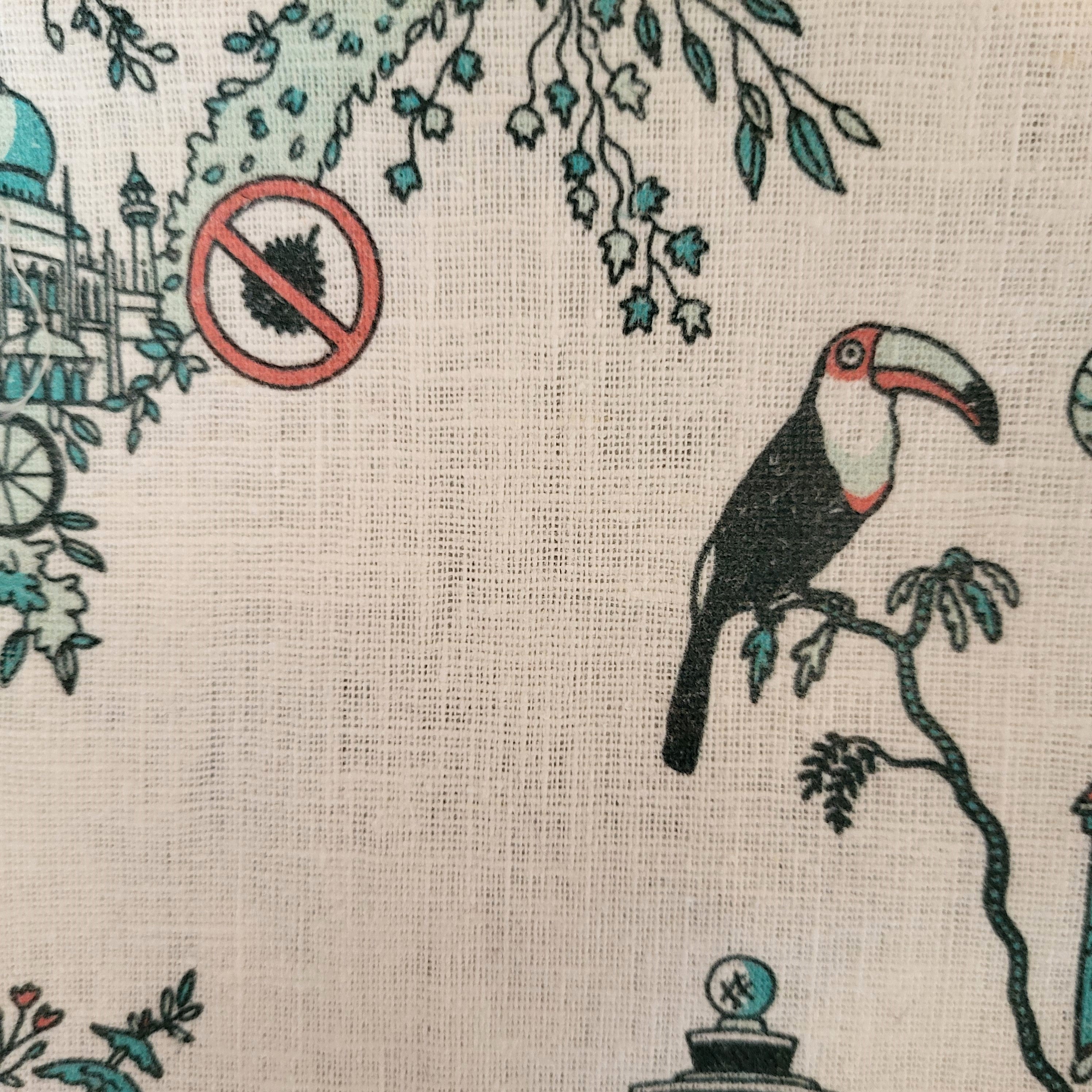 Singapore Toile linen tea towel, alternate print