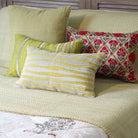 Suzani Gulestaan linen cushion, detail with metal rings