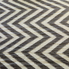 Chevron linen runner in plain and chocolate stripes, each end finished with hand-crafted multicoloured tassels