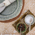 Rattan placemat in a table setting