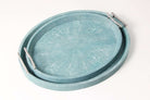 Teal faux shagreen oval serving tray by Forwood Design, small, styled as a drinks tray