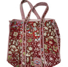 Patchwork block-print shopper bag in red