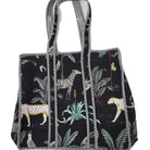Safari block-print shopper bag in black