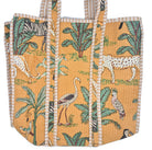 Safari block-print shopper bag in mustard