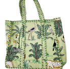 Safari block-print shopper bag in pistachio