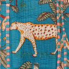 Safari block-print shopper bag in turquoise