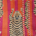 Tiger block-print quilted shopper bag in orange and pink, generously sized 100% cotton with interior pocket
