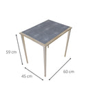 Faux shagreen side table in charcoal with silver effect legs, 60 x 60 x 45 cm, with dimensions