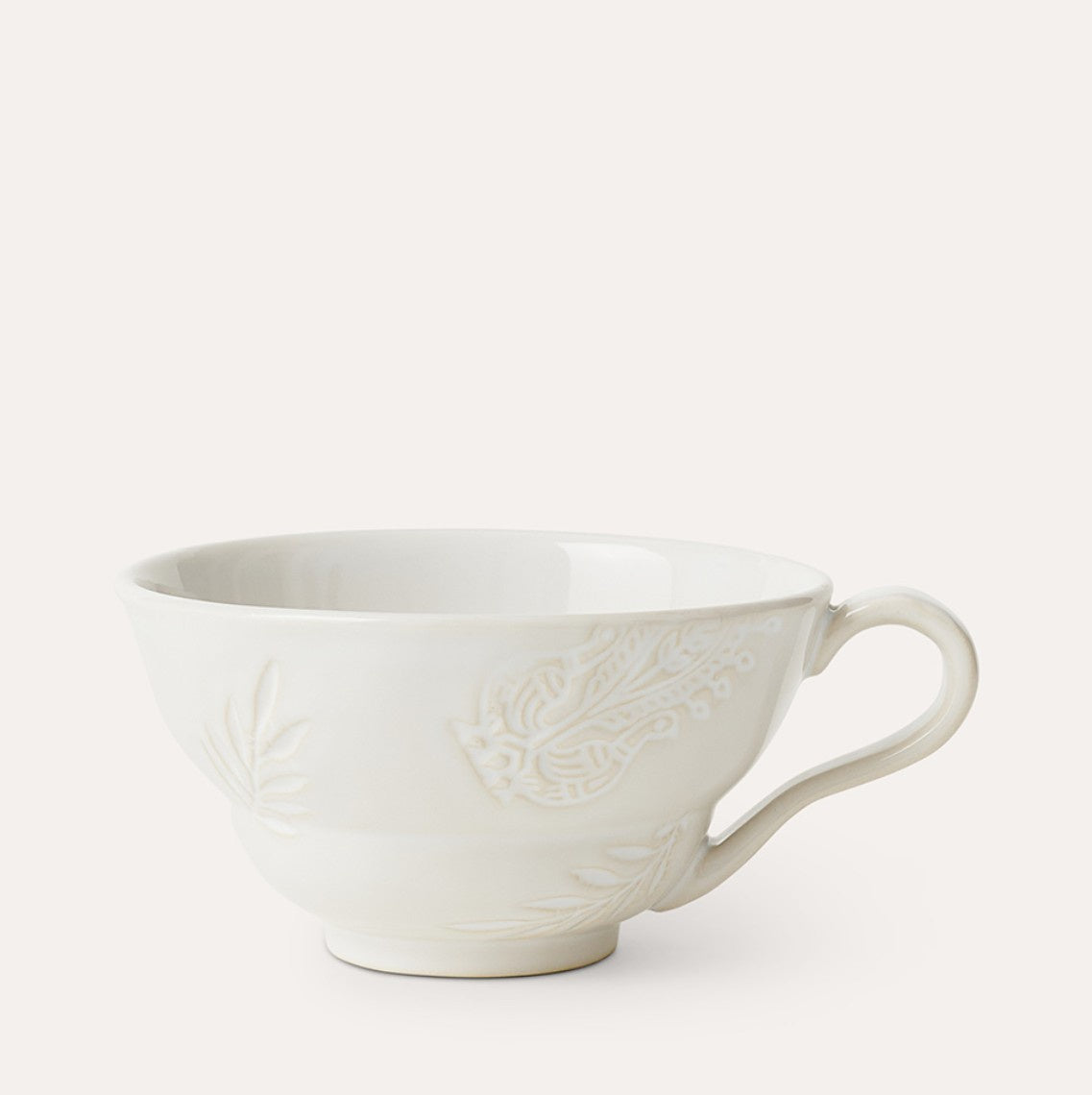 Sthal ceramic cup with handle in white with a delicate pattern
