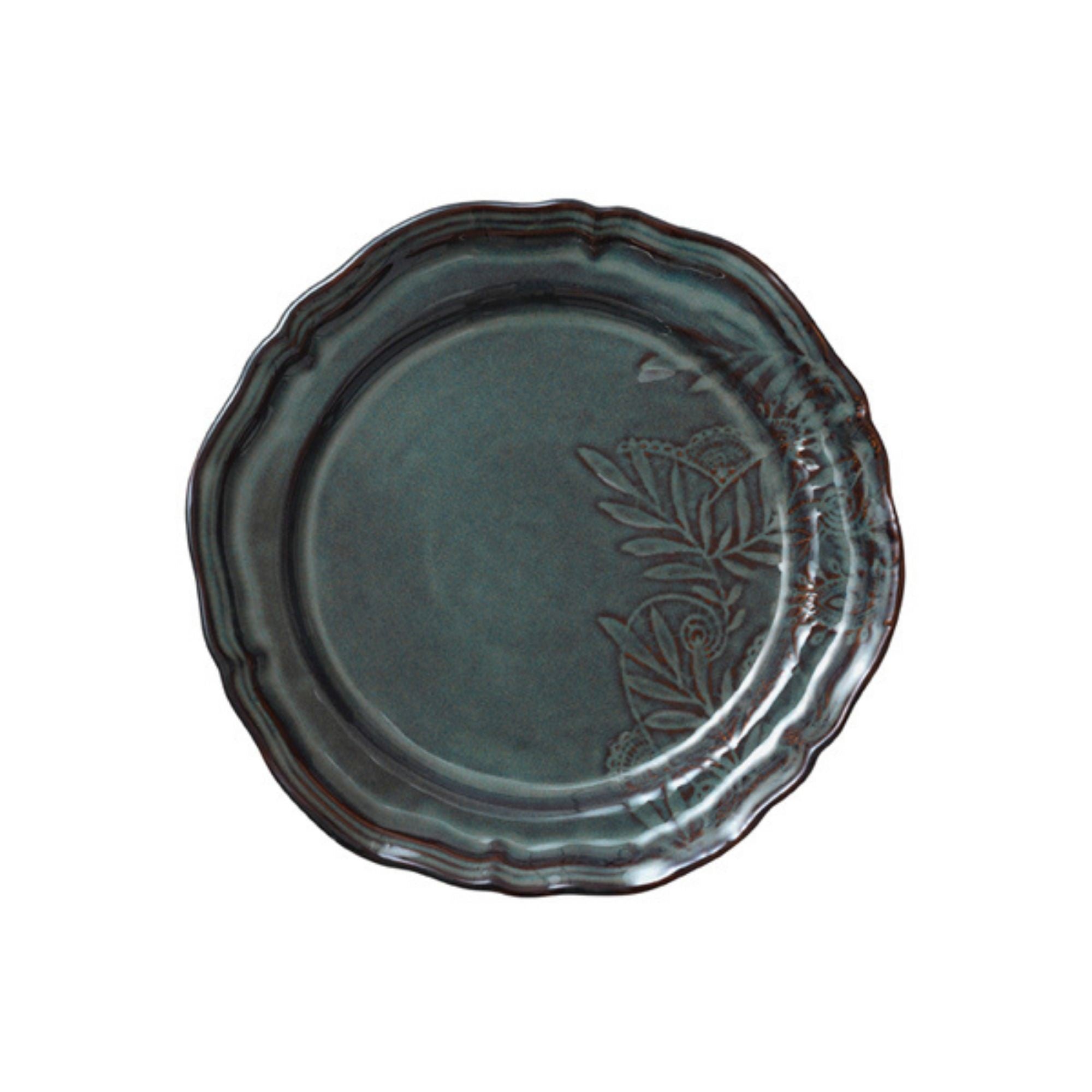 Sthal ceramic dinner plate in fig, 28 cm