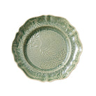 Large round serving dish in antique, glazed ceramic, 34 cm diameter