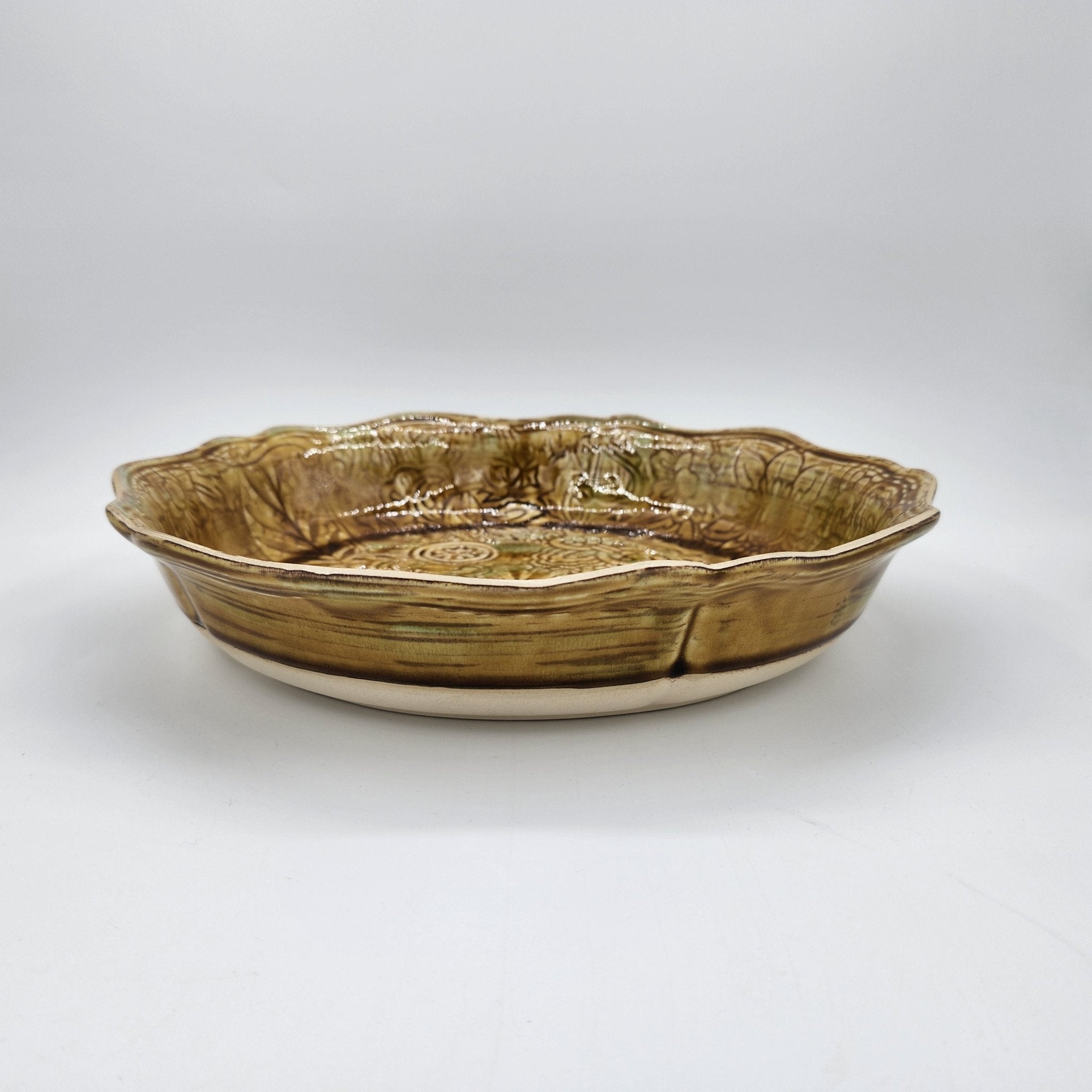 Pie dish in pineapple-coloured ceramic, Sthal stoneware, 26 cm, made in Portugal