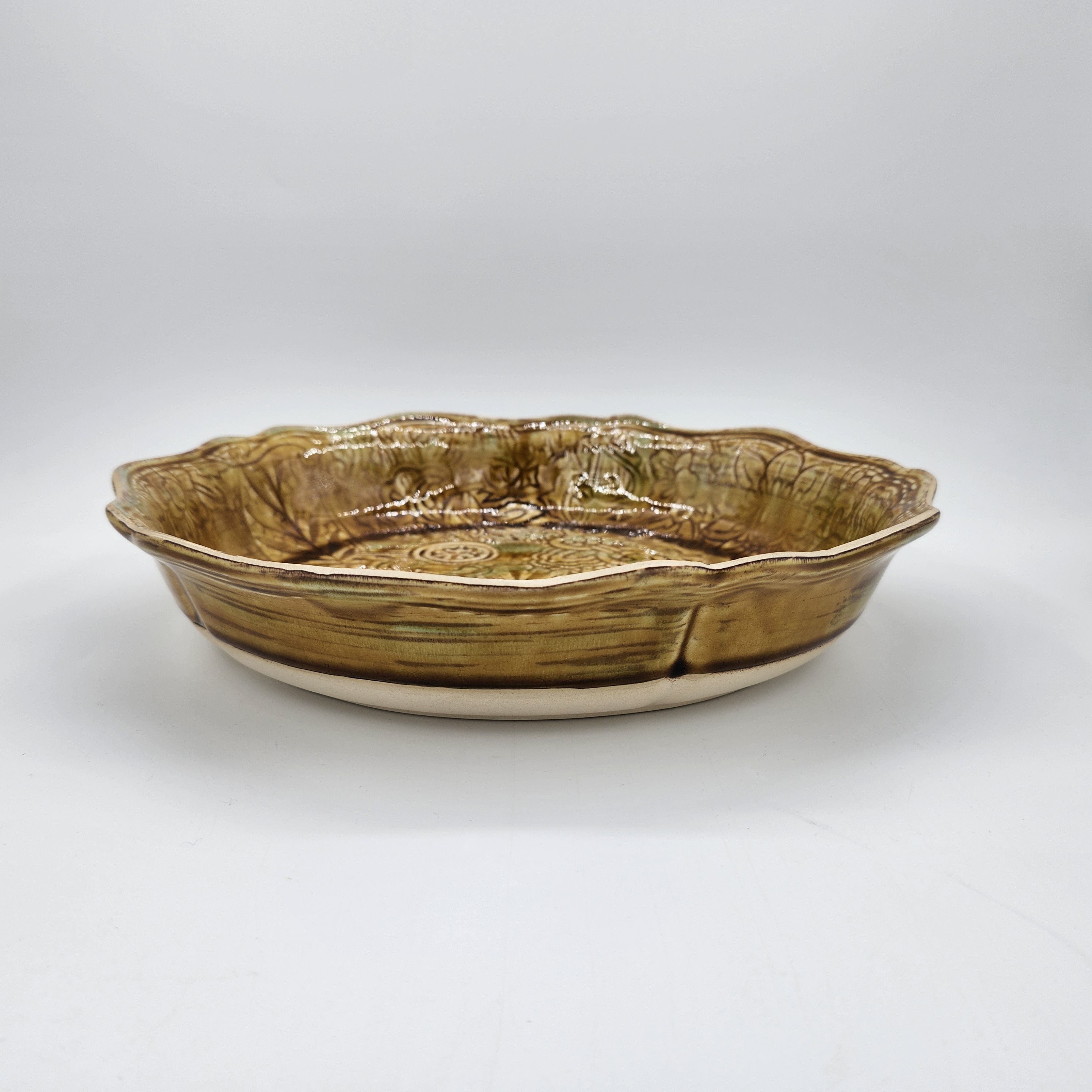 Pie dish in pineapple-coloured ceramic, Sthal stoneware, 26 cm, made in Portugal