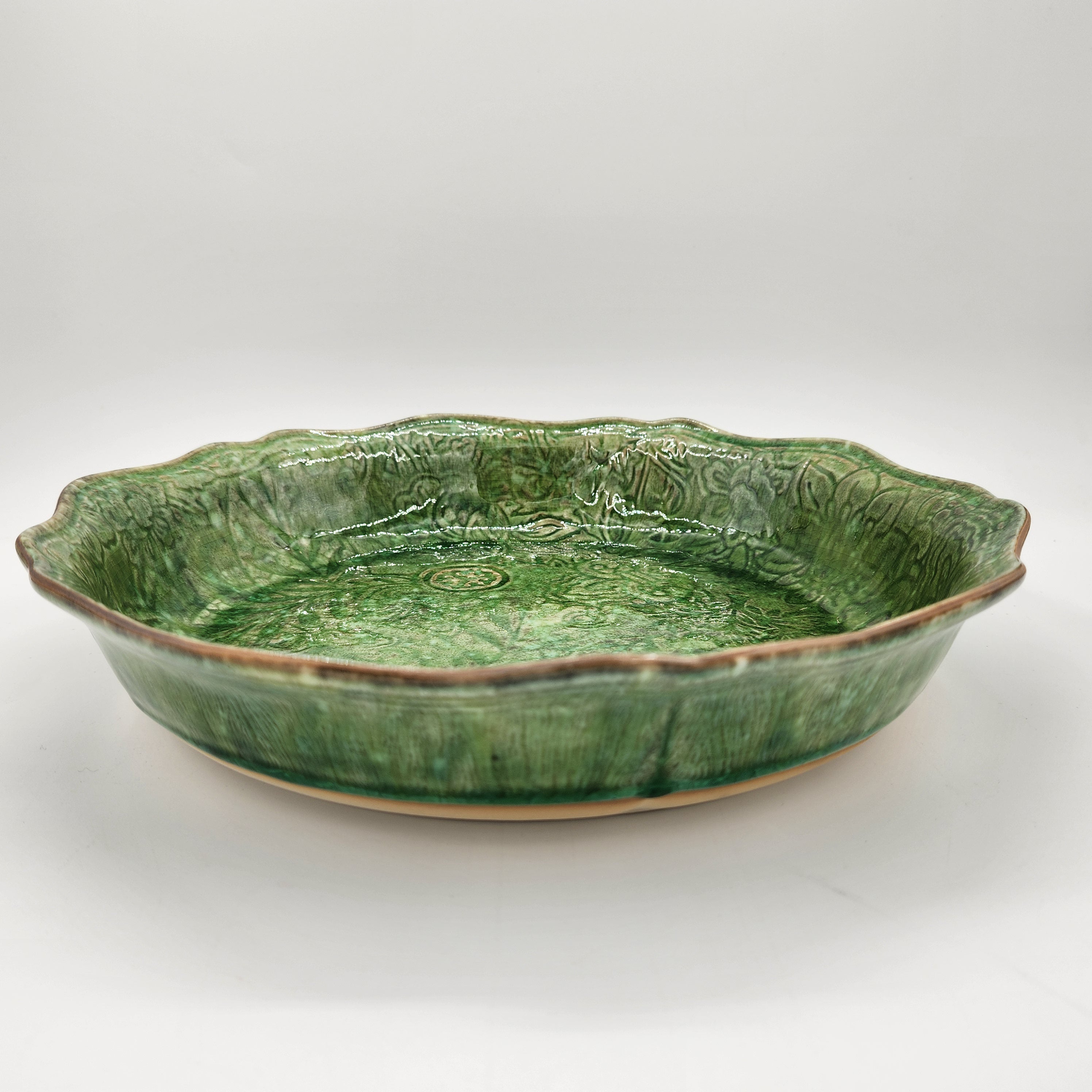 Pie dish in seaweed-coloured ceramic, Sthal stoneware, 26 cm, made in Portugal
