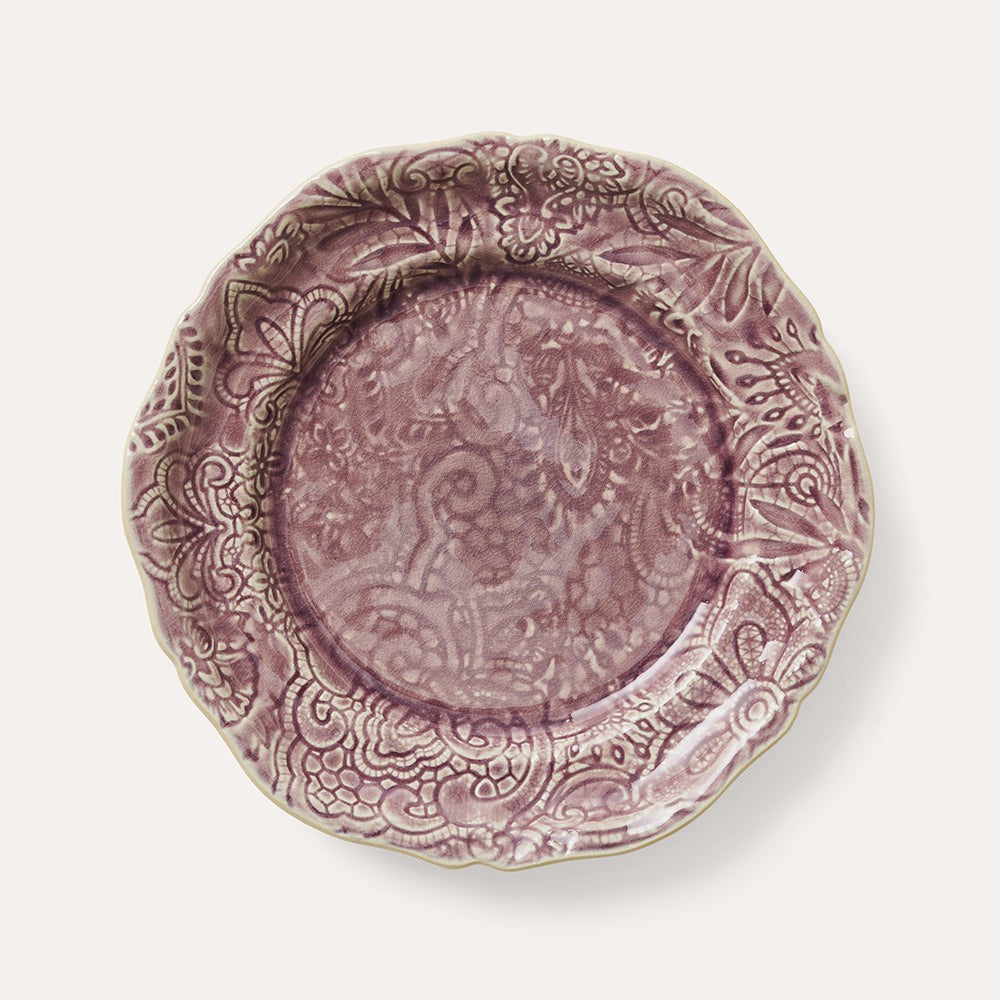Sthal lavender ceramic salad plate, 23cm stoneware with subtle pattern, made in Portugal