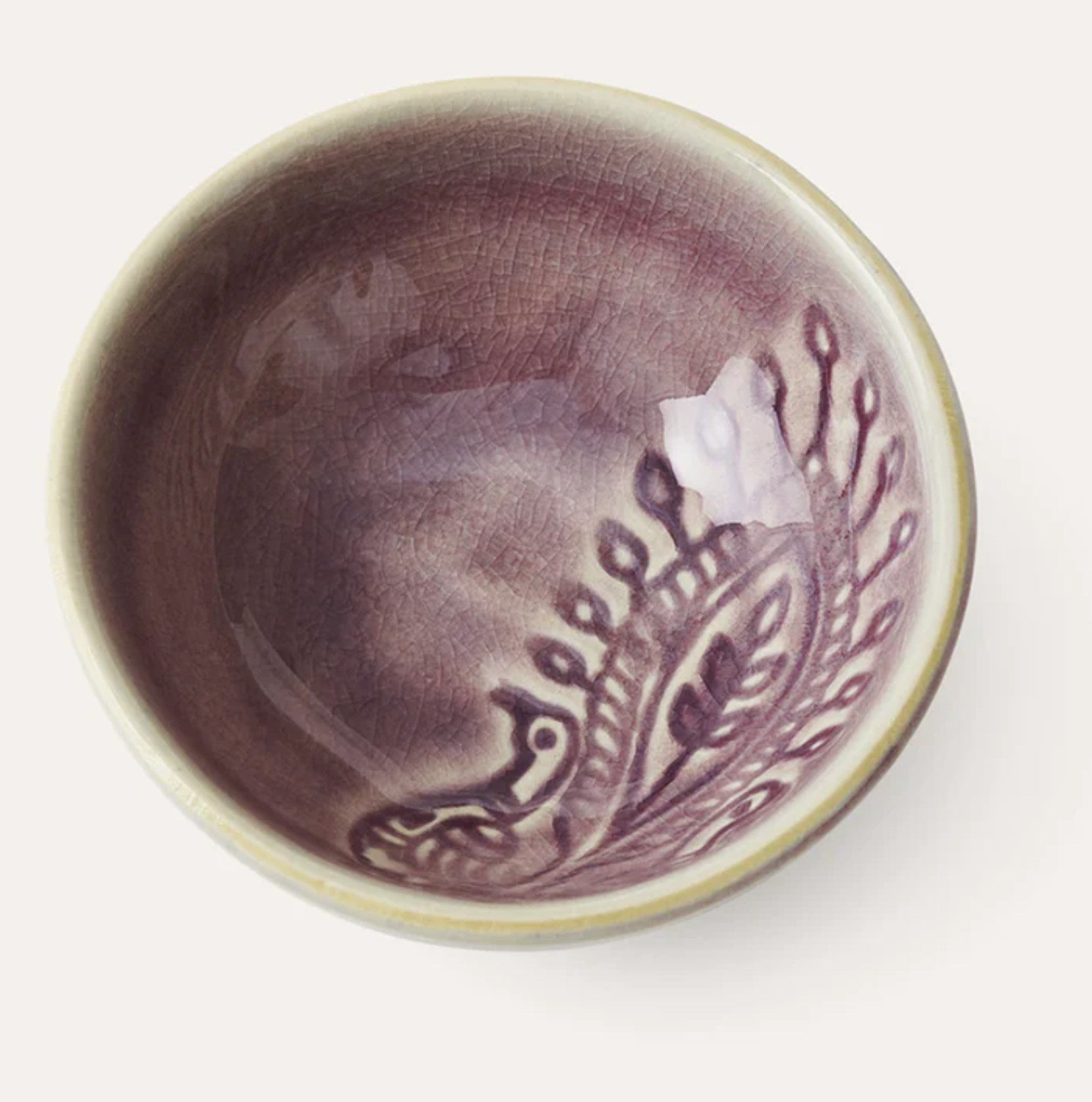 Sthal lavender small dip bowl, white stoneware, 8cm, made in Portugal