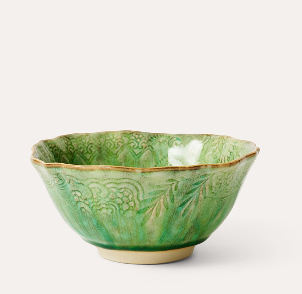 Sthal seaweed soup or rice bowl with scalloped edge, stoneware, 15cm, made in Portugal