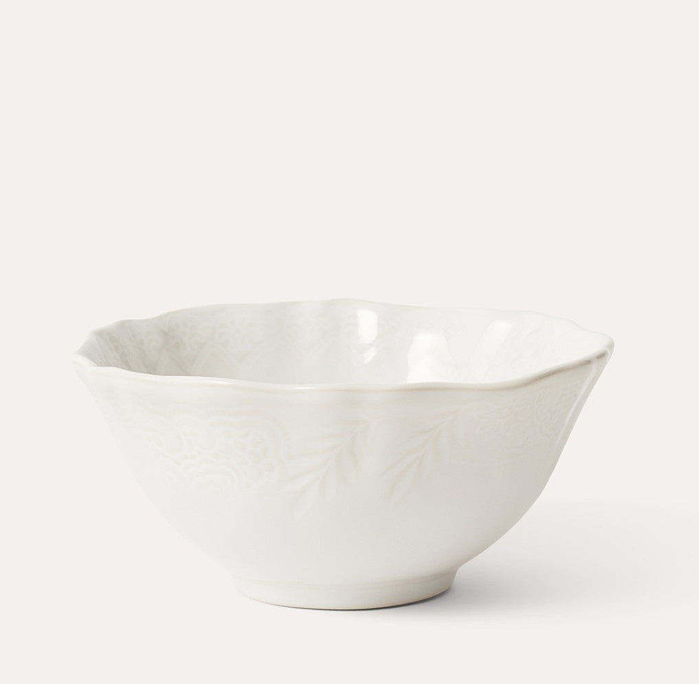 Sthal white soup or rice bowl with scalloped edge, stoneware, 15cm, made in Portugal