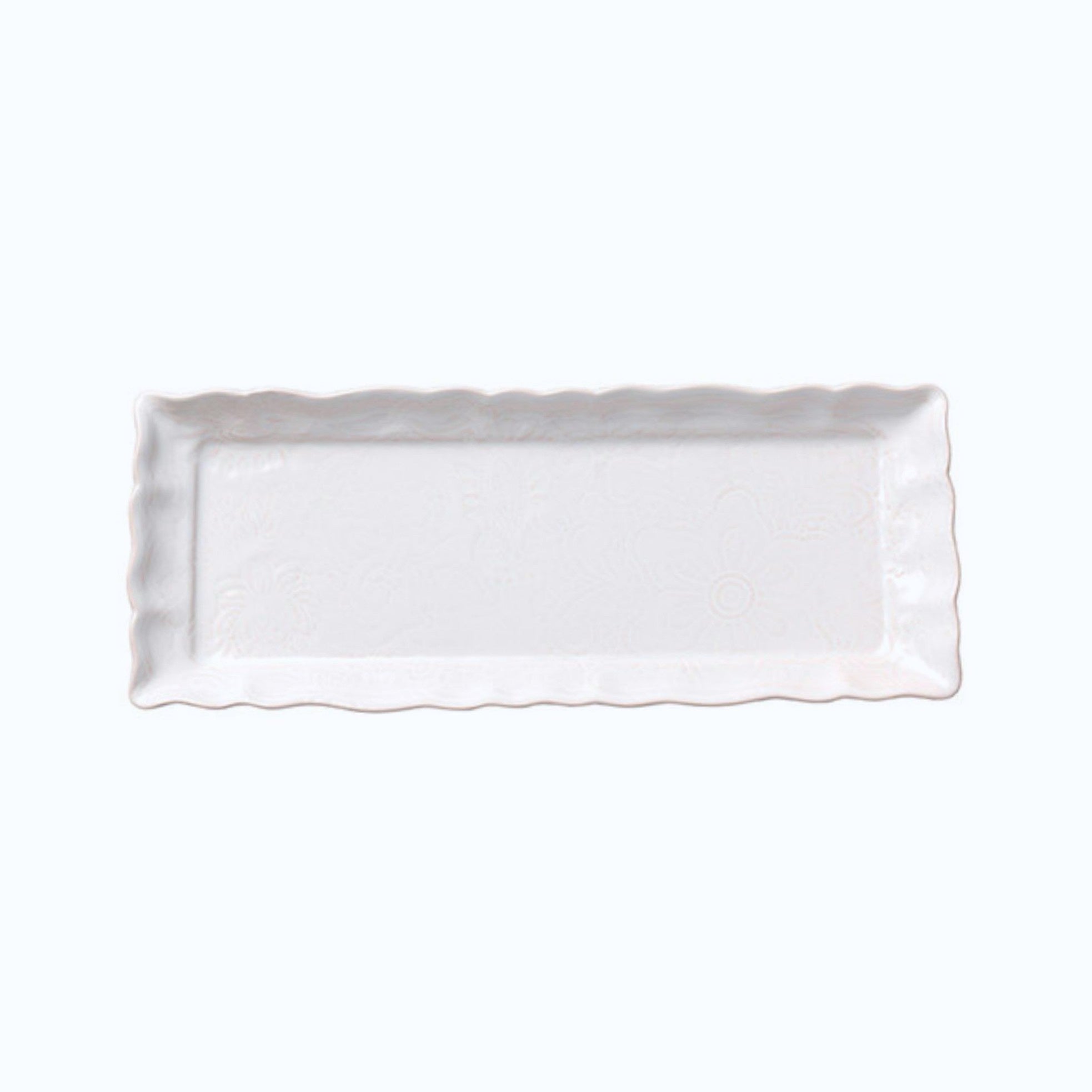 Large appetizer plate in white, rectangular ceramic, 33.5 x 13.5 cm