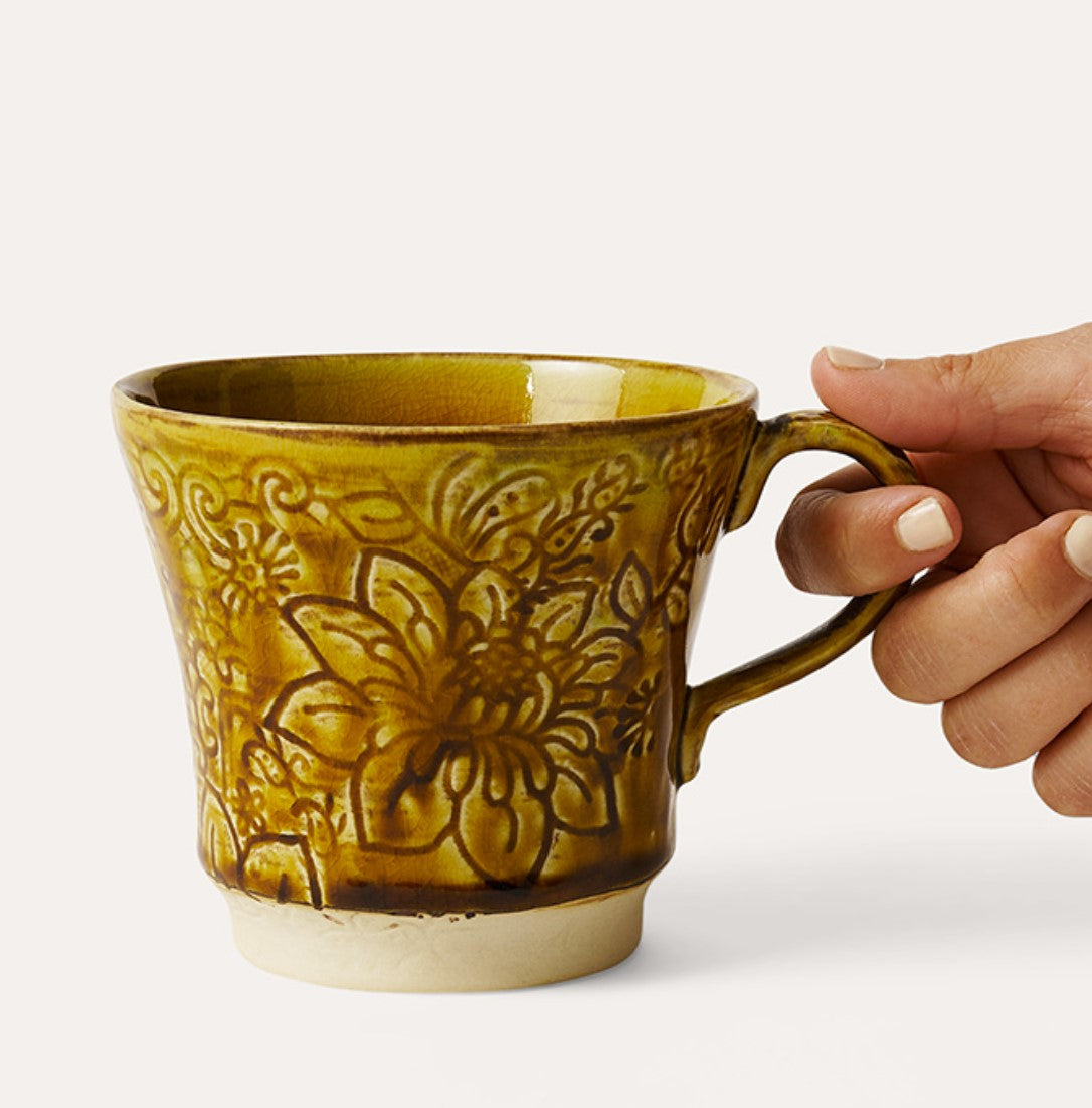 Sthal ceramic tea mug in pineapple yellow