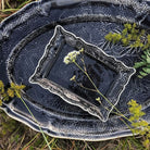 Thunder grey Sthal rectangular appetiser plate, white stoneware