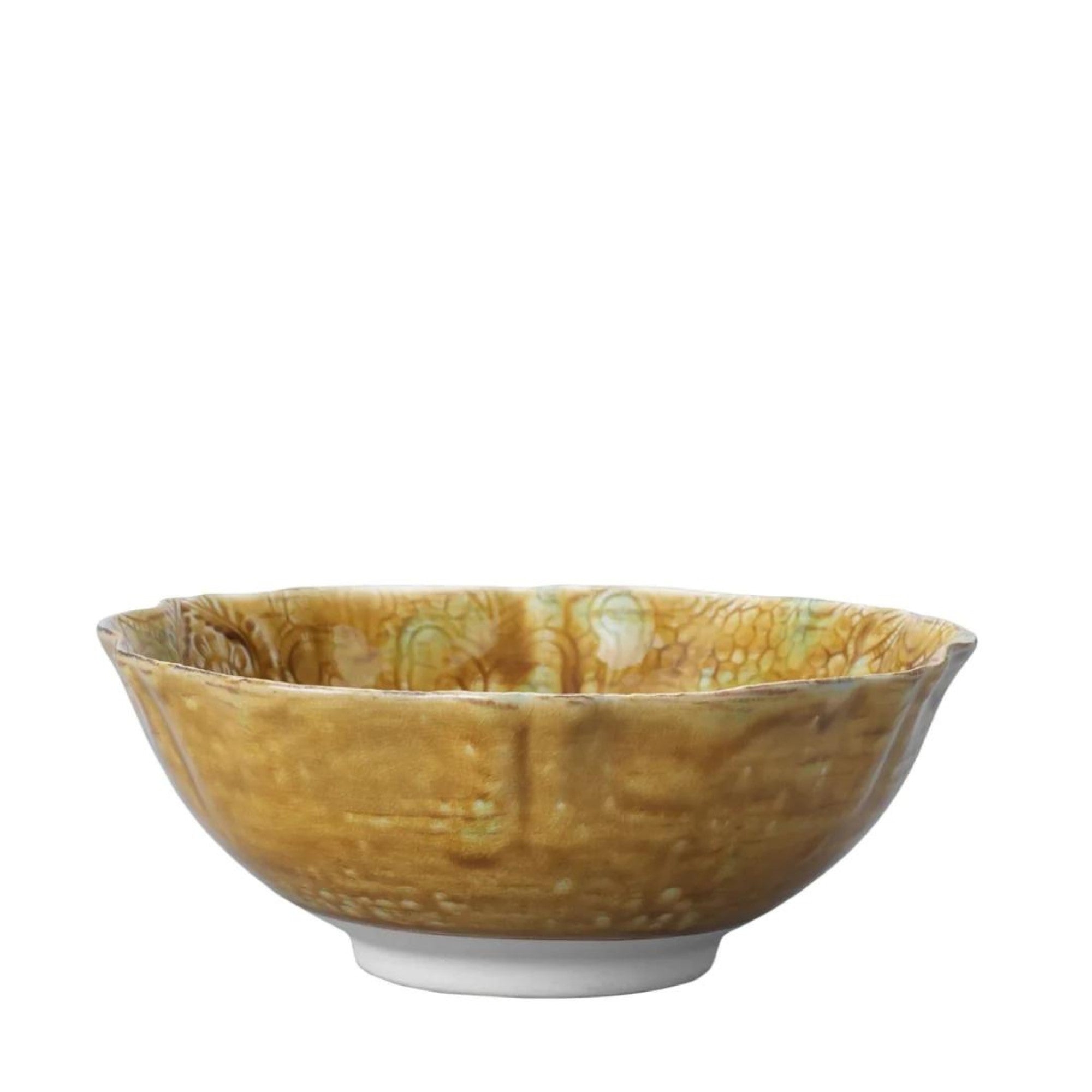 Sthal pineapple scalloped serving bowl, white stoneware, detail