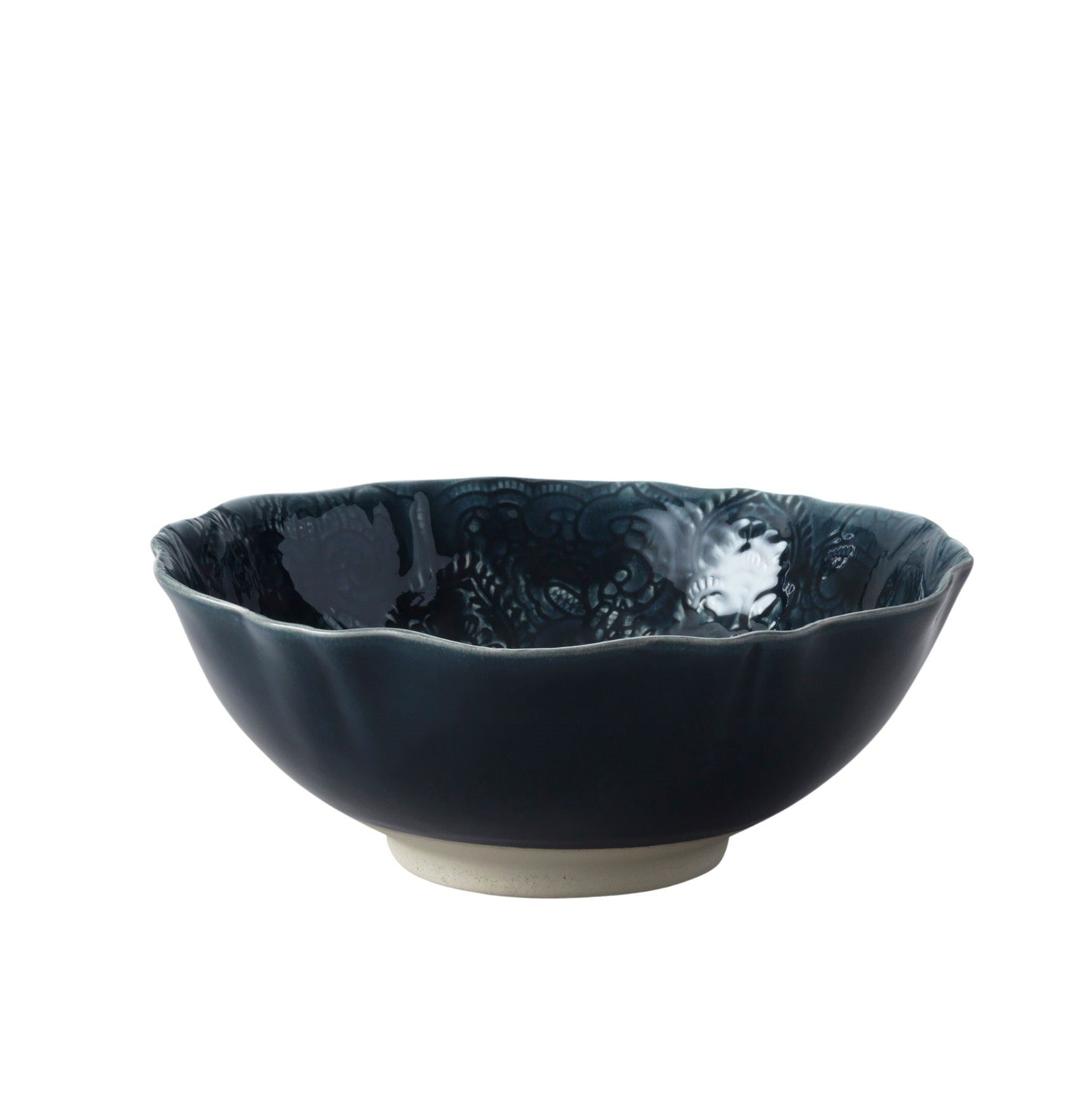 Sthal thunder scalloped serving bowl, white stoneware, detail