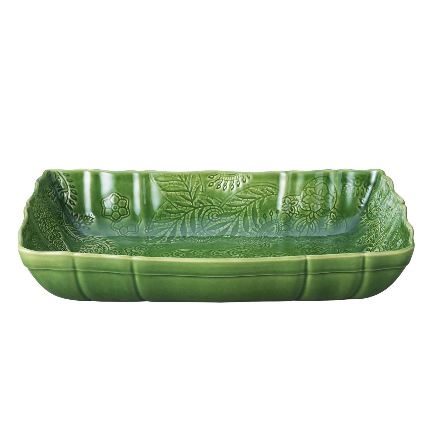 Large gratin dish in spring green, ceramic, oven to table, 35.5 x 23.5 x 6.5 cm