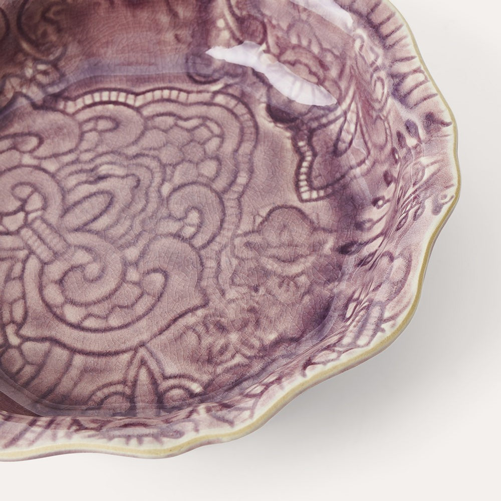 Sthal lavender scalloped small bowl, stoneware, detail