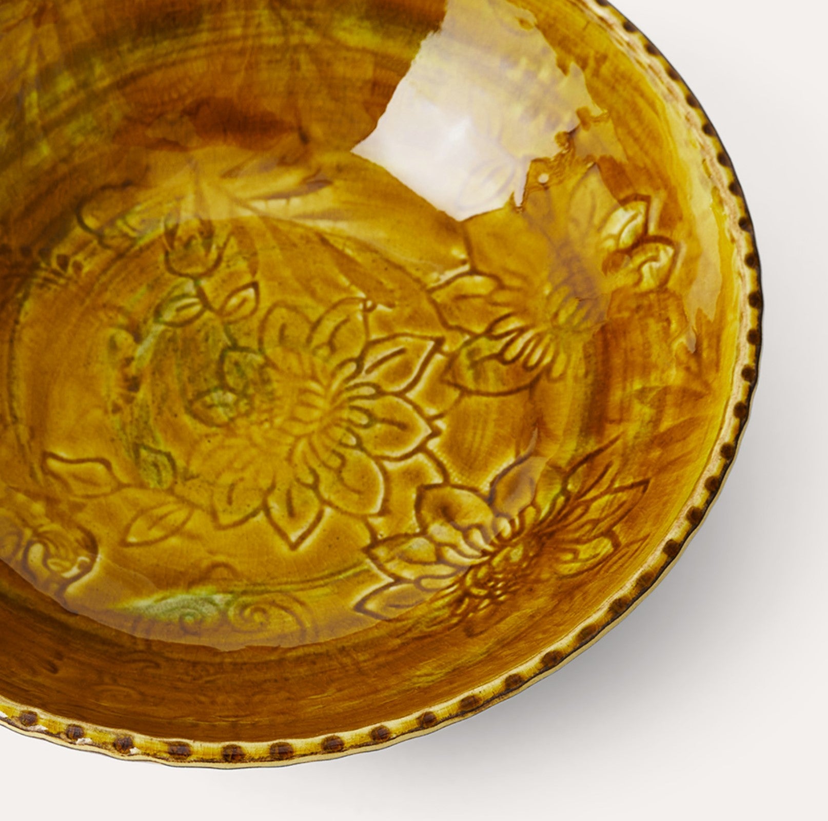 Sthal pineapple small serving bowl, cracked glaze stoneware, detail