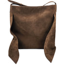 Ceannis brown suede shoulder bag with adjustable leather strap