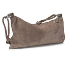 Ceannis taupe suede knotted handle evening bag with zip closure