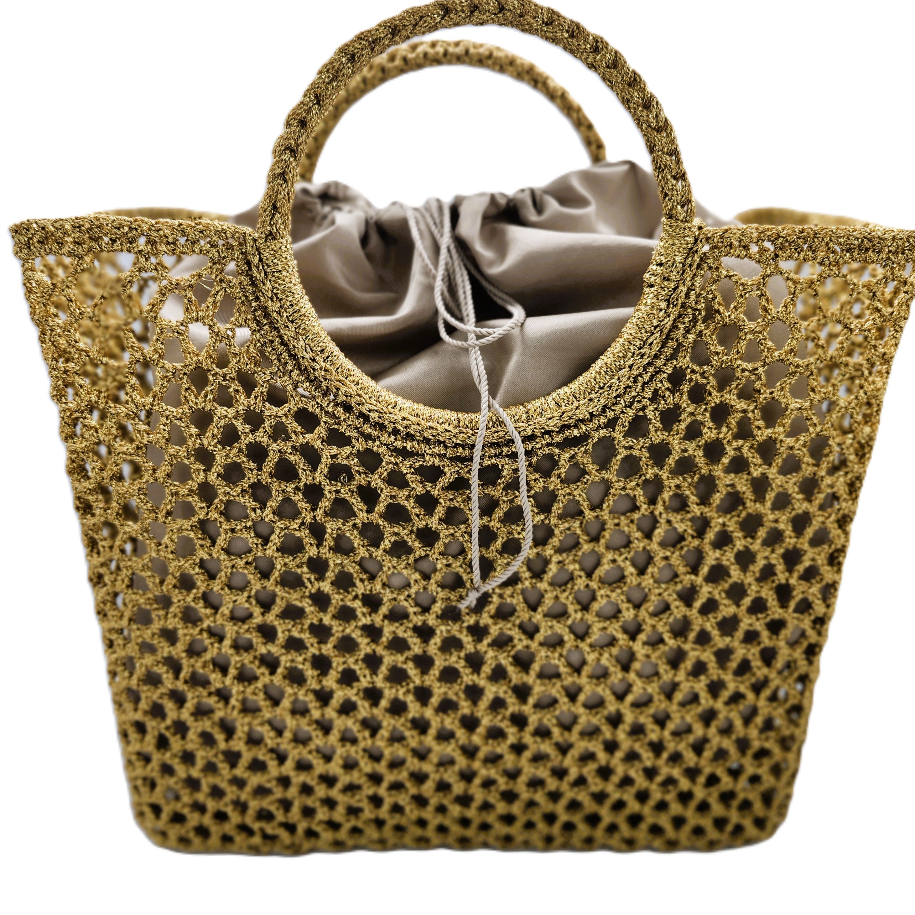 Gold metallic summer basket, Ceannis, detail