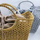 Ceannis summer baskets in gold and silver woven metallic thread
