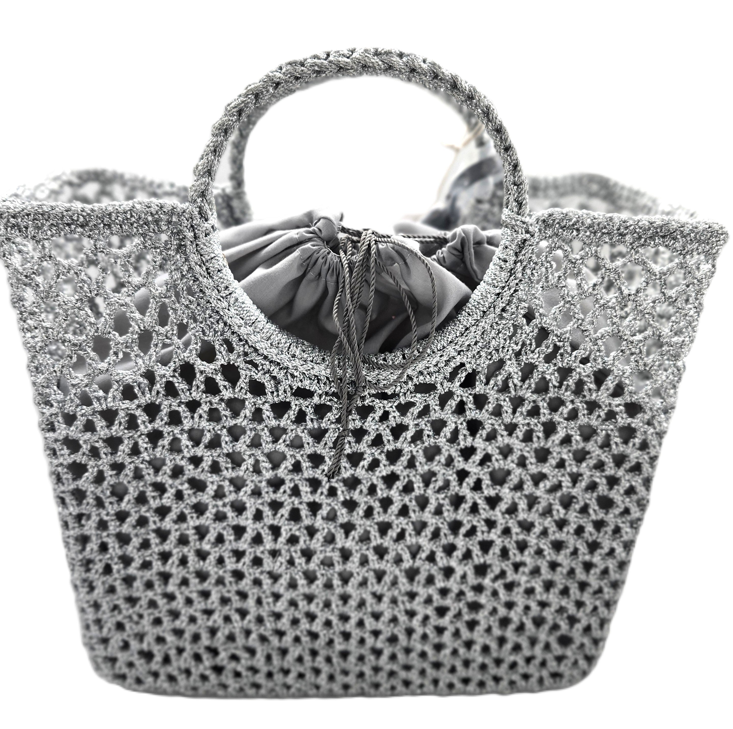 Silver metallic summer basket, Ceannis, detail