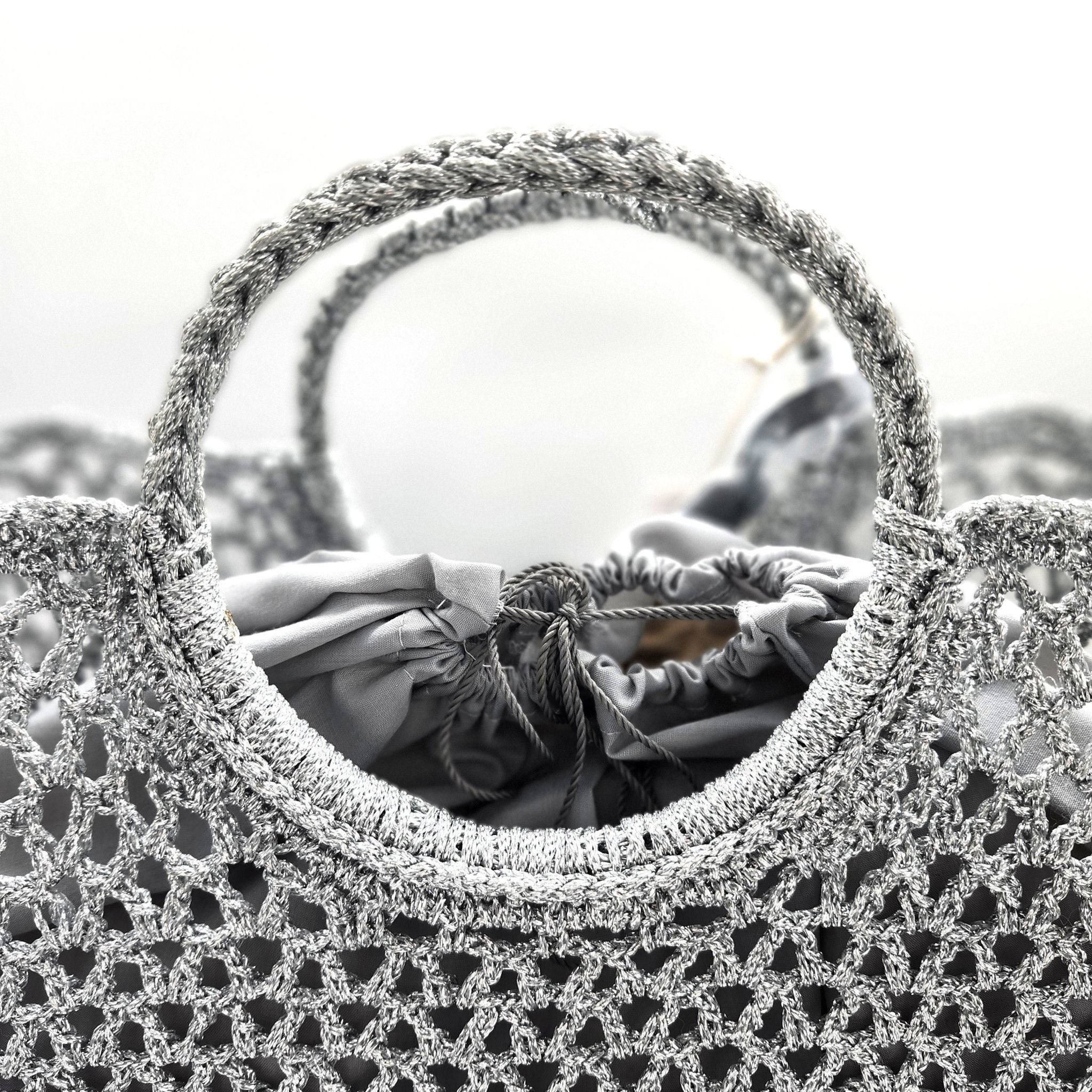 Ceannis silver summer basket, side view