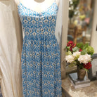 Block-print cotton sundress in an abstract pattern, one size