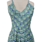 Block printed cotton sundress with elasticated bodice and adjustable straps, size L