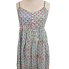 Millia block print cotton sundress in extra small, handmade with six front buttons and adjustable straps