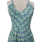 Block printed cotton sundress with V neck and adjustable straps