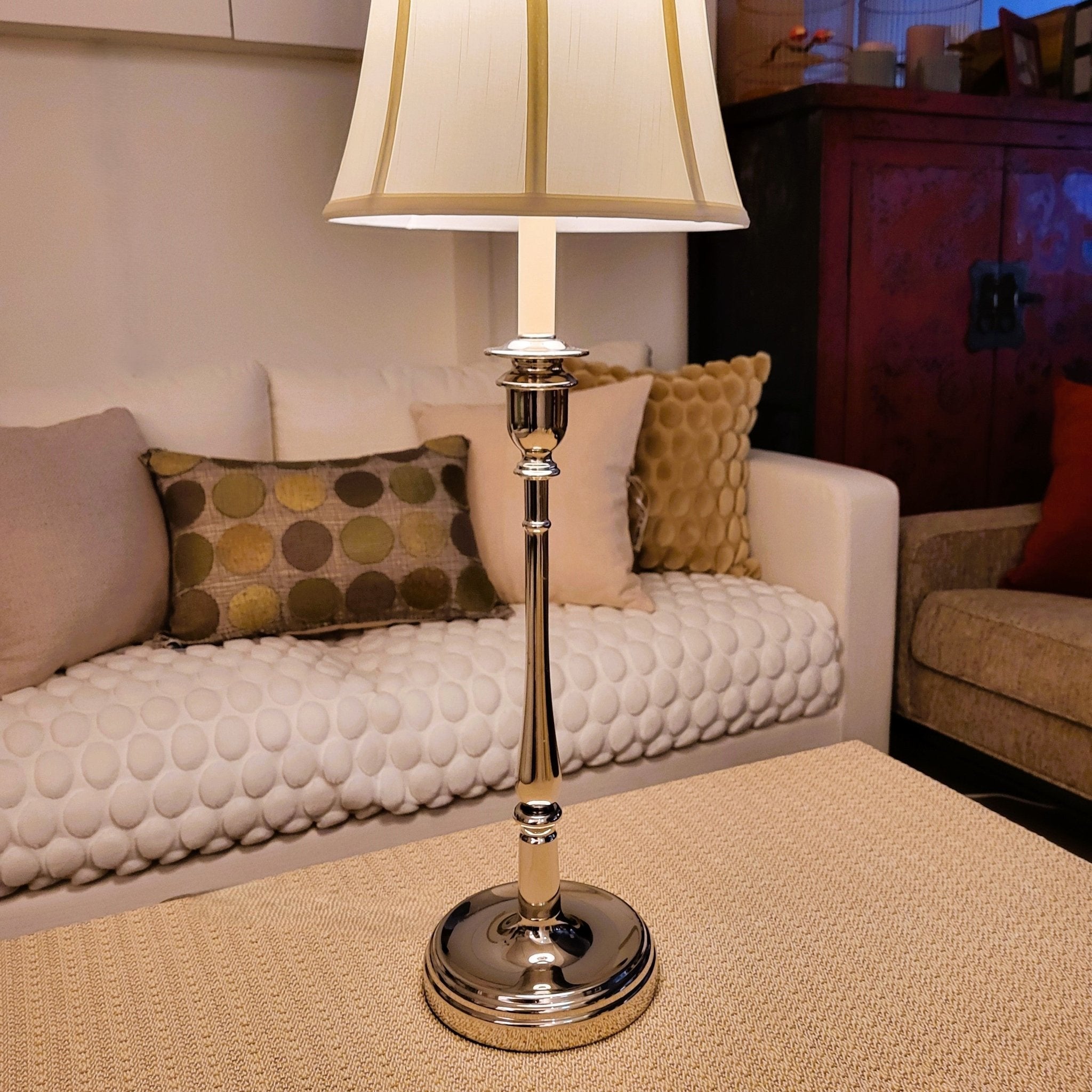 Chrome table lamp with sleek modern design