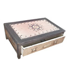 Handpainted grey and rose teak drawer unit, styled