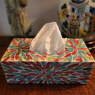 Mother of pearl tissue box cover, three-colour inlay, handmade, detail view
