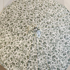 Hong Kong Toile paper parasol in green and white, printed paper on wooden frame