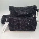 Twinkle woven cosmetic bag in black with silver thread