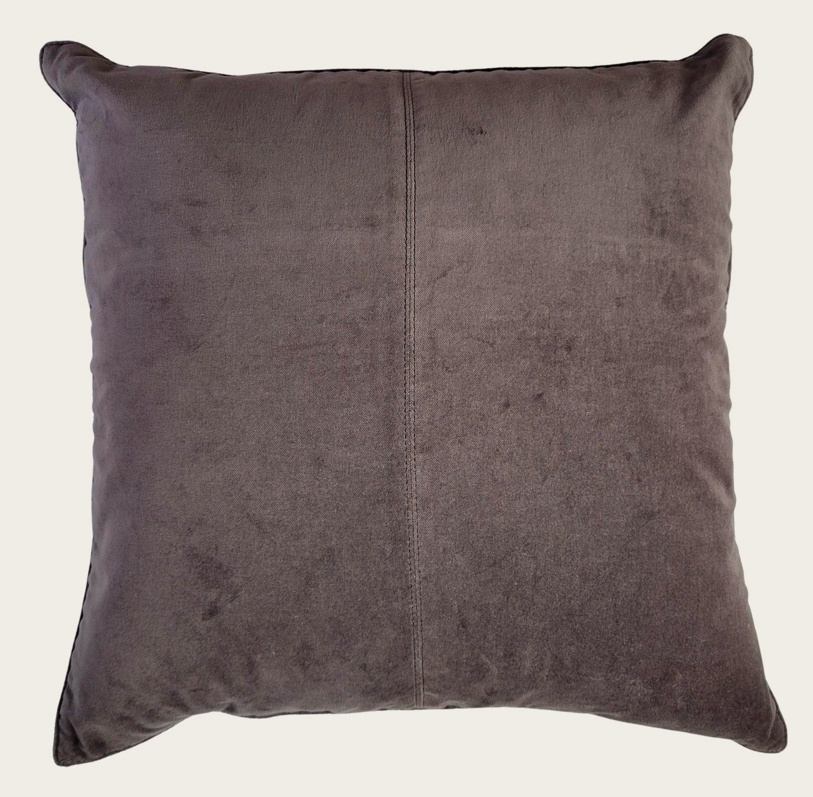 Charcoal cotton velvet cushion cover, 50 x 50cm, concealed back zip