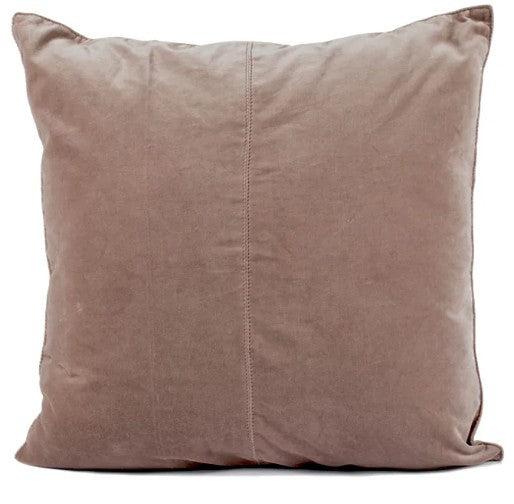 Dusty pink cotton velvet cushion cover, 50 x 50cm, concealed back zip
