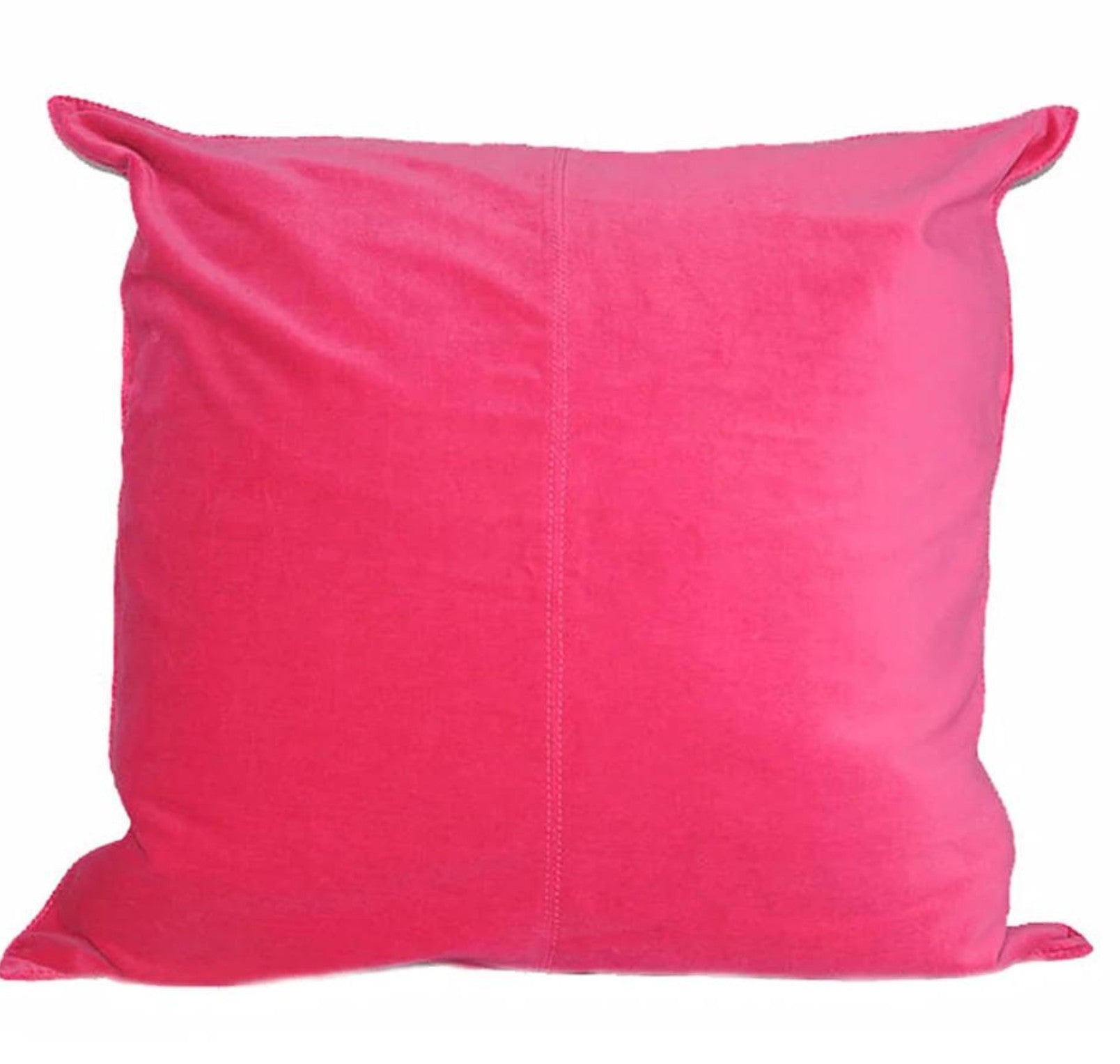 Hot pink cotton velvet cushion cover, 50 x 50cm, concealed back zip