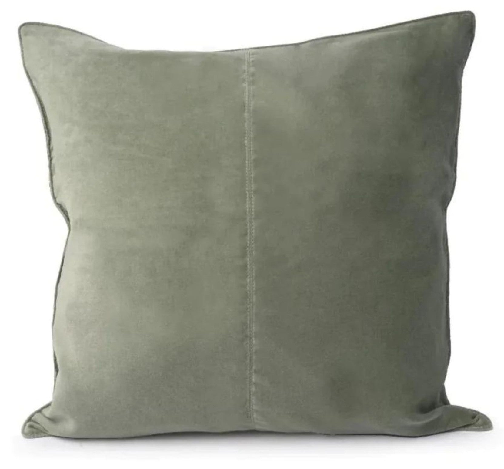 Green cotton velvet cushion cover, 50 x 50cm, concealed back zip